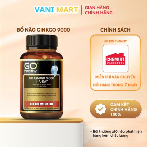 Bổ Não Ginkgo Go Healthy 9000 1 A Day 60 Viên