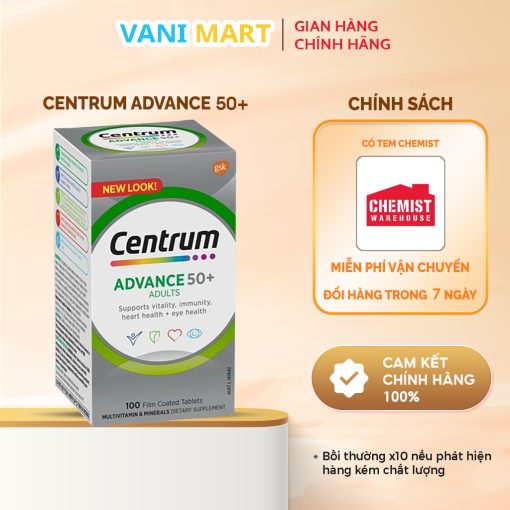 Centrum Multivitamin Advance 50+ Cho Người Trên 50 Tuổi 100 Viên