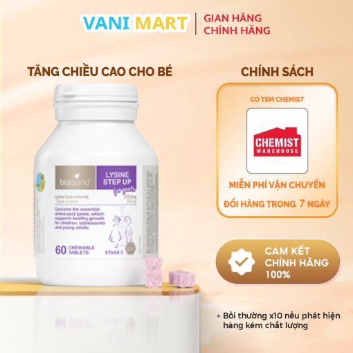 Viên Uống Tăng Chiều Cao Bioisland Lysine Step Up For Youth 60 Viên