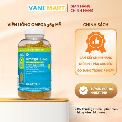 Viên Uống Bổ Sung Dầu Cá Omega 3 6 9 Supports Heart Health Mỹ 325 Viên