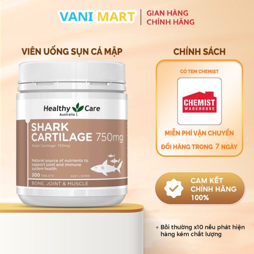 Healthy Care Sụn Cá Mập Shark Catilage 750mg 200 Viên