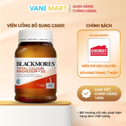 Canxi Tổng Hợp Total Calcium Magnesium + D3 Blackmores 200 Viên