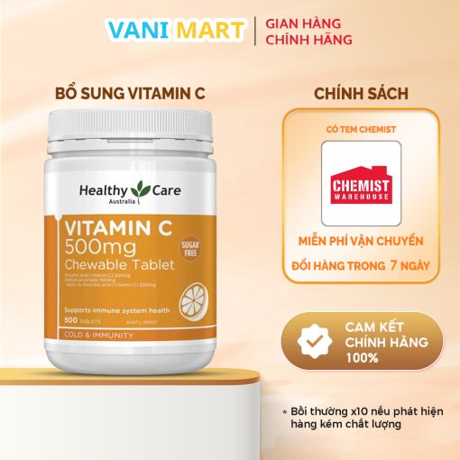 Viên Uống Bổ Sung Vitamin C Healthycare 500 Viên