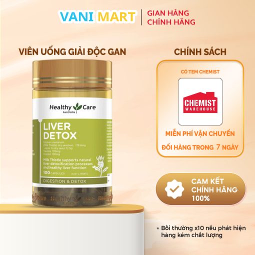 Viên Uống Giải độc Gan Liver Detox Healthy Care 100 Viên Úc