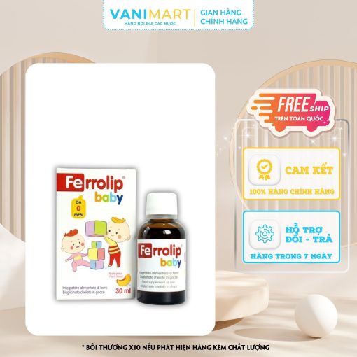 Sắt Siro Ferrolip Baby Vị Đào Thơm Ngon Cho Bé Lọ 30 ML