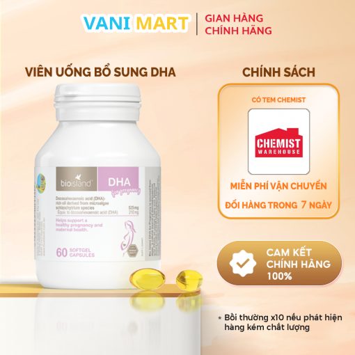 Viên Uống Bioisland Bổ Sung Dha Cho Mẹ Bầu 60 Viên Mẫu Mới