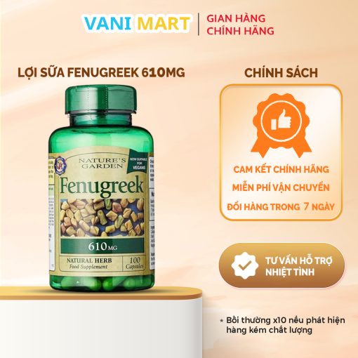 Viên Uống Lợi Sữa Nature's Garden Fenugreek 610mg Sau Sinh Của Anh