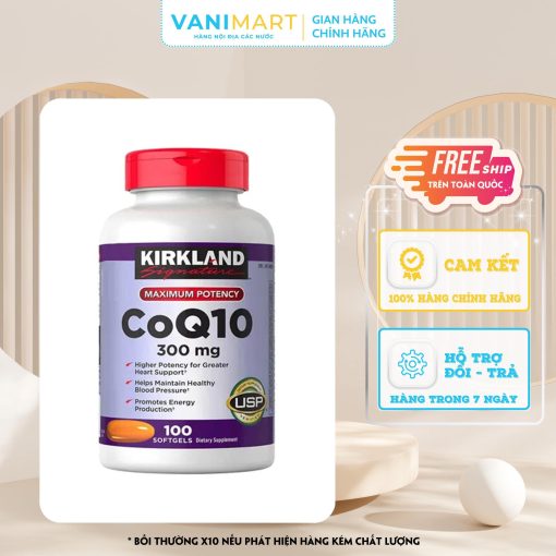 Viên uống Kirkland CoQ10 300mg chính hãng của Mỹ 100 viên