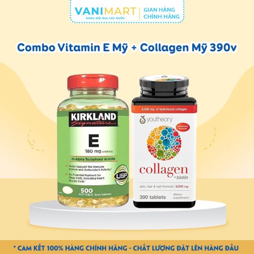 Combo Vitamin E Mỹ + Collagen Mỹ 390 viên