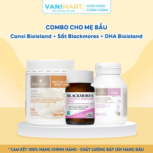 Combo Canxi Bioisland + Sắt Blackmores + DHA Bioisland