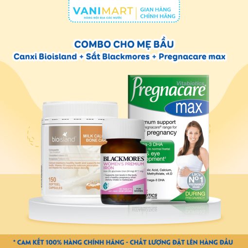 Combo cho mẹ bầu Canxi Bioisland + Sắt Blackmores + Pregnacare max