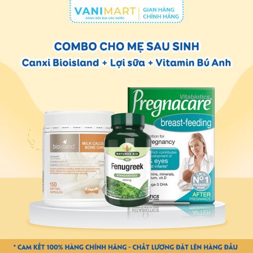 Combo cho mẹ sau sinh Canxi Bioisland + Lợi Sữa + Vitamin Bú Anh