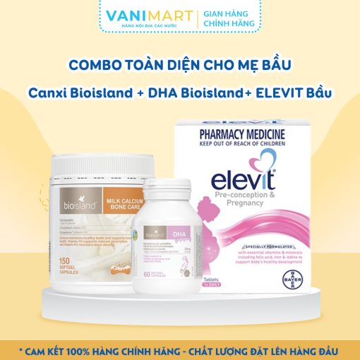 Combo Toàn Diện Cho Mẹ Bầu Canxi Bioisland + DHA Bioisland + Elevit Bầu