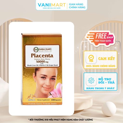 Nhau Thai Cừu Golden Health Placenta 50000mg 100 Viên